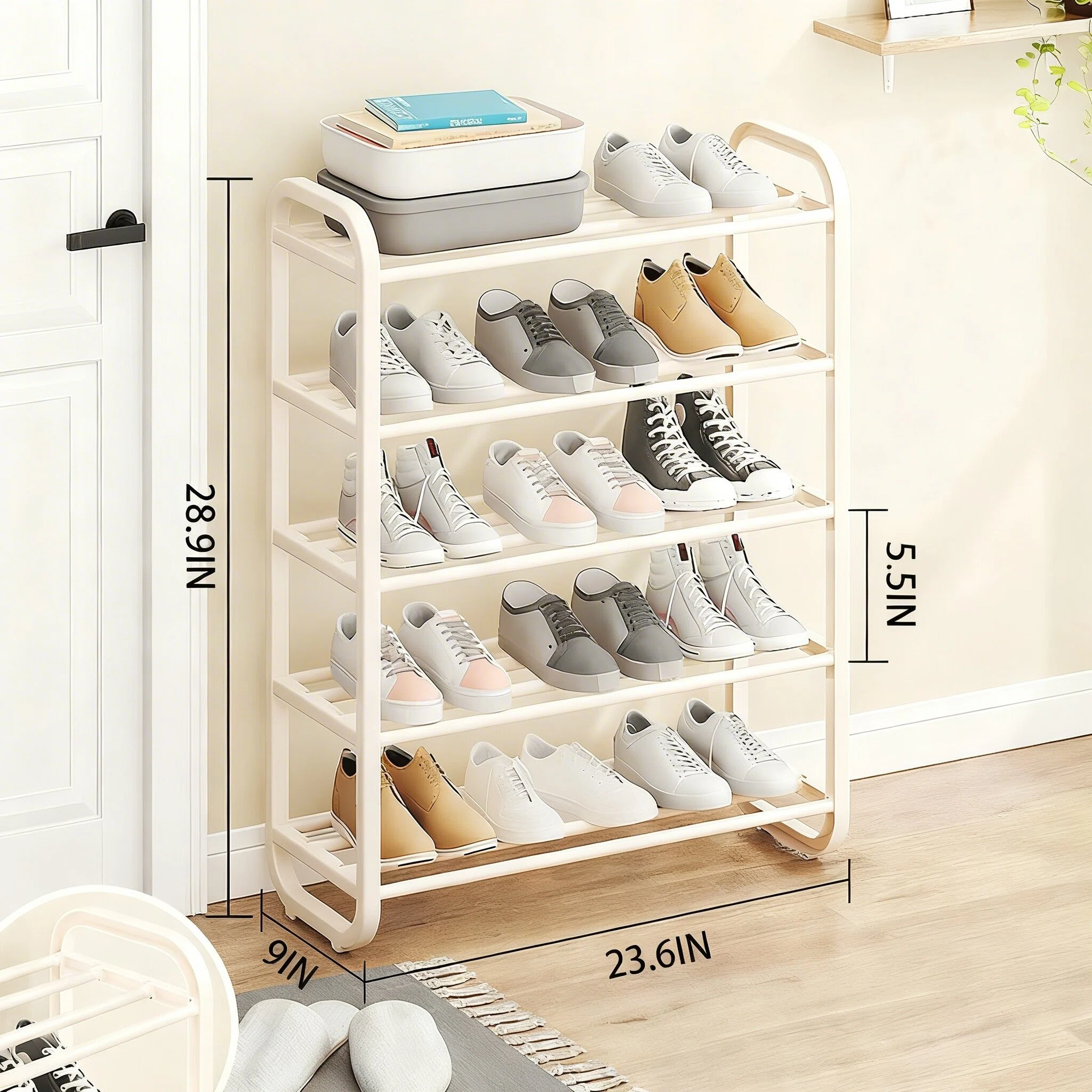 Curved Multi-Layer Quick Assembly Shoe Rack