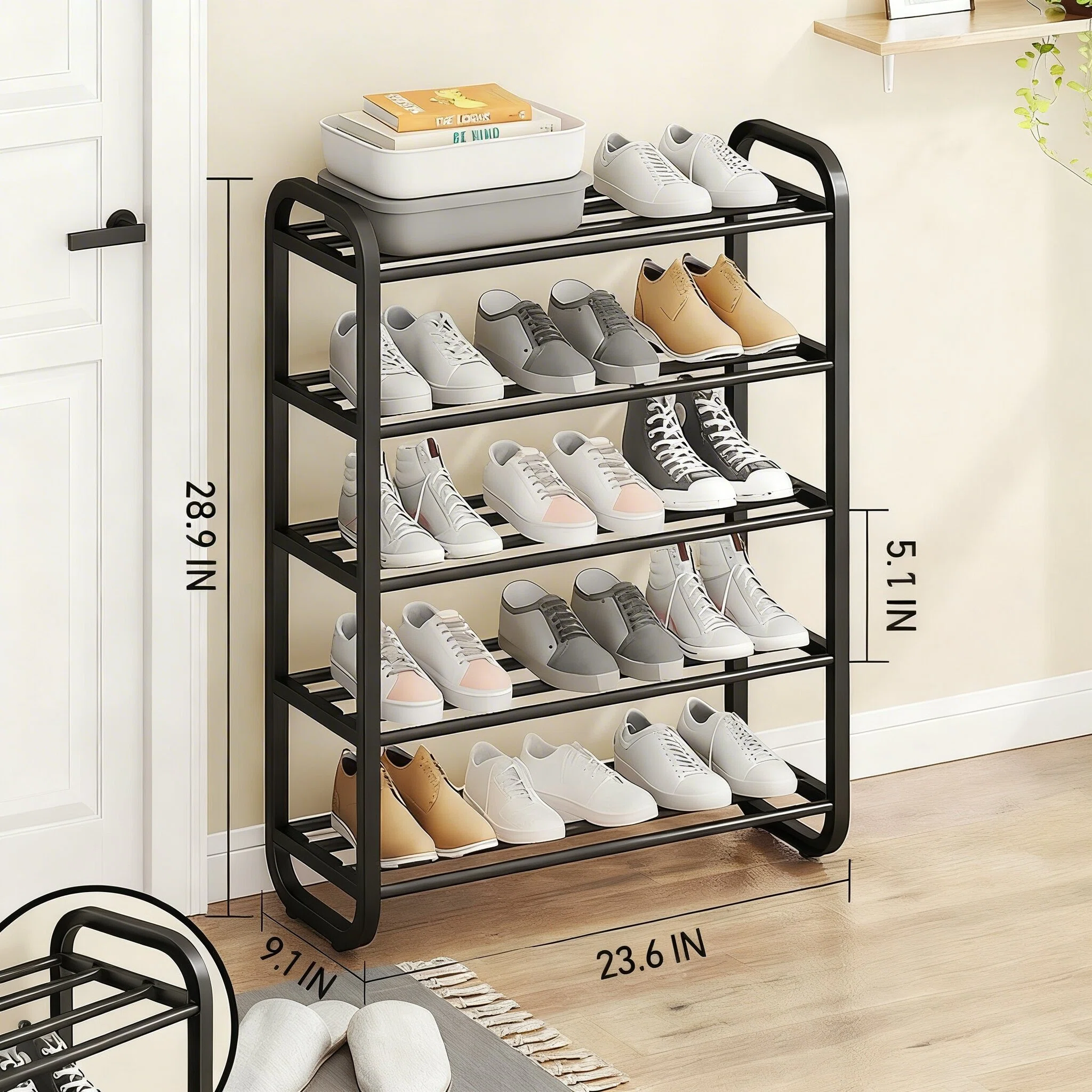 Curved Multi-Layer Quick Assembly Shoe Rack
