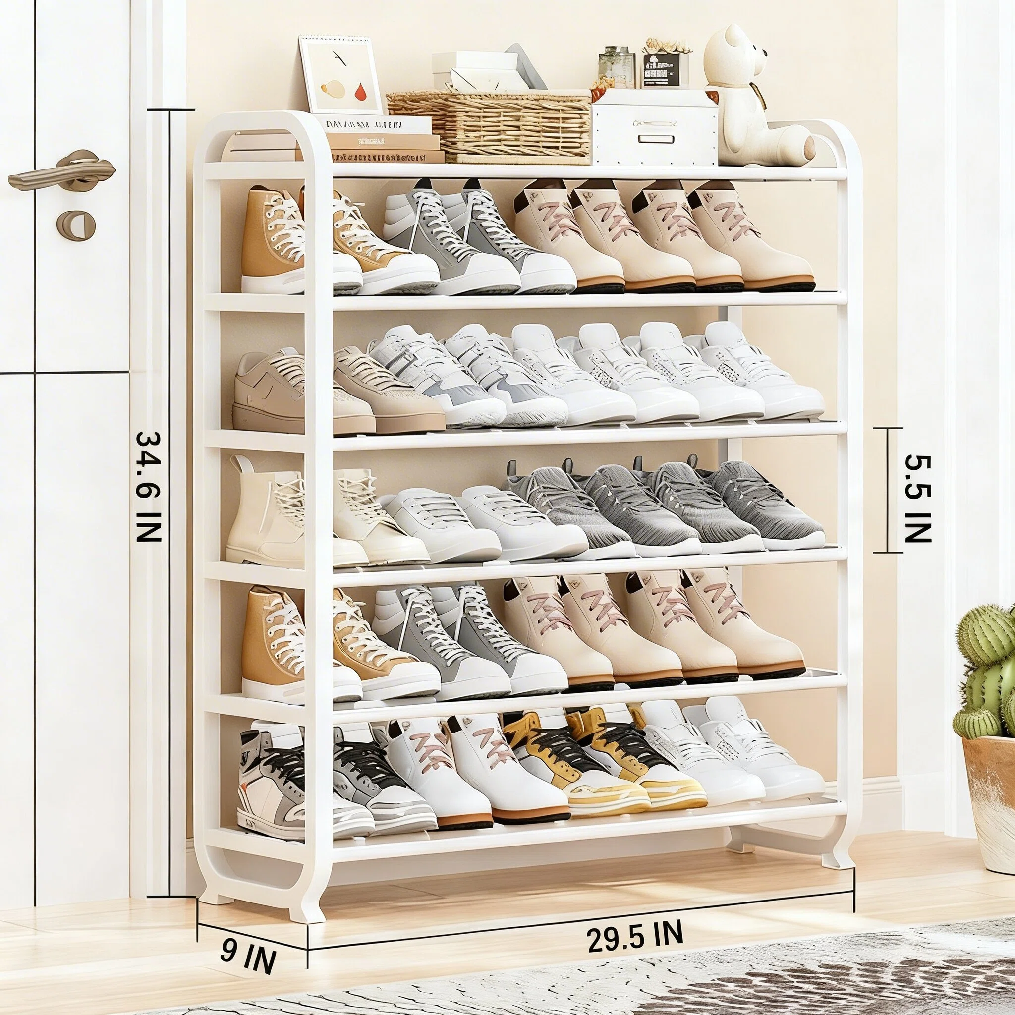 Curved Multi-Layer Quick Assembly Shoe Rack