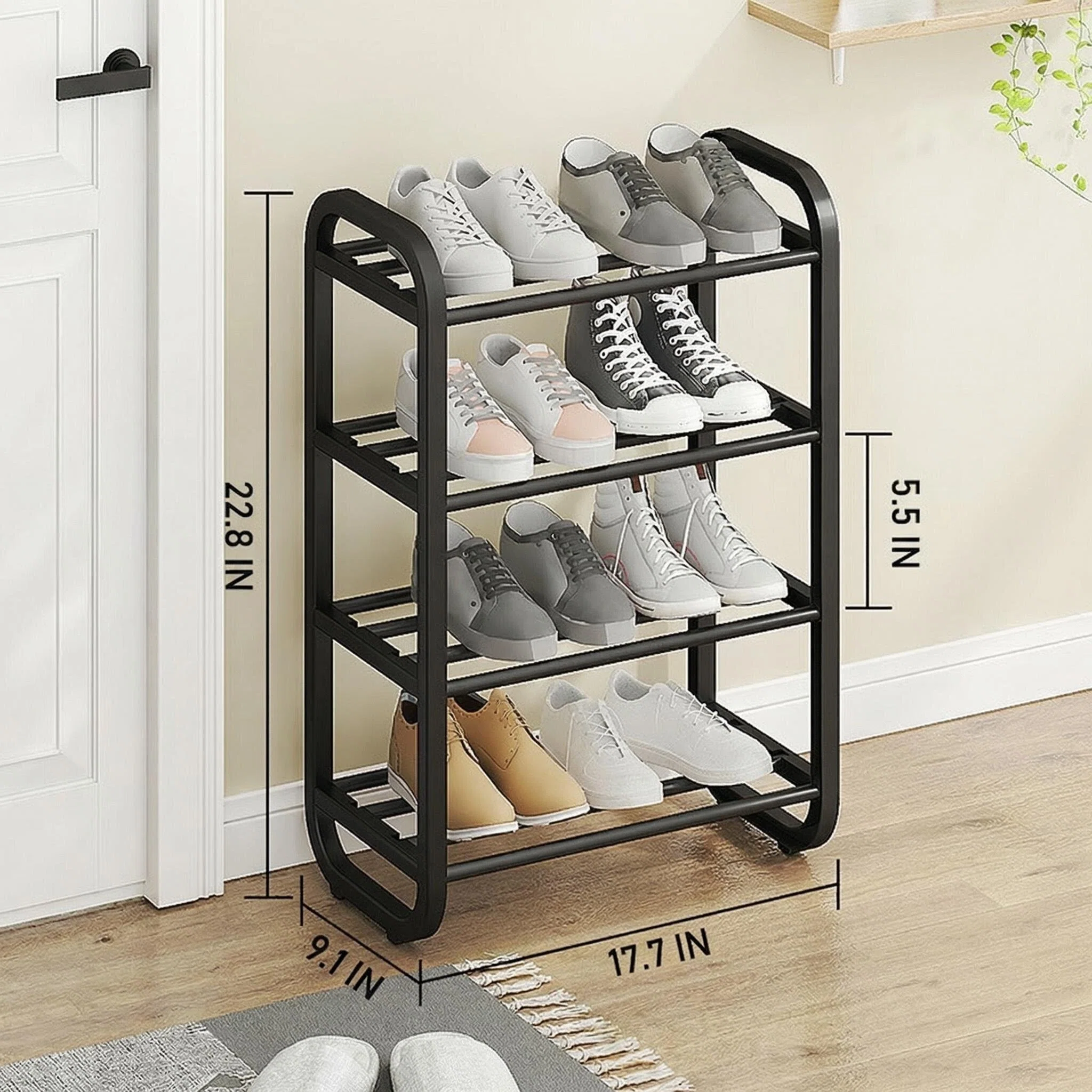 Curved Multi-Layer Quick Assembly Shoe Rack