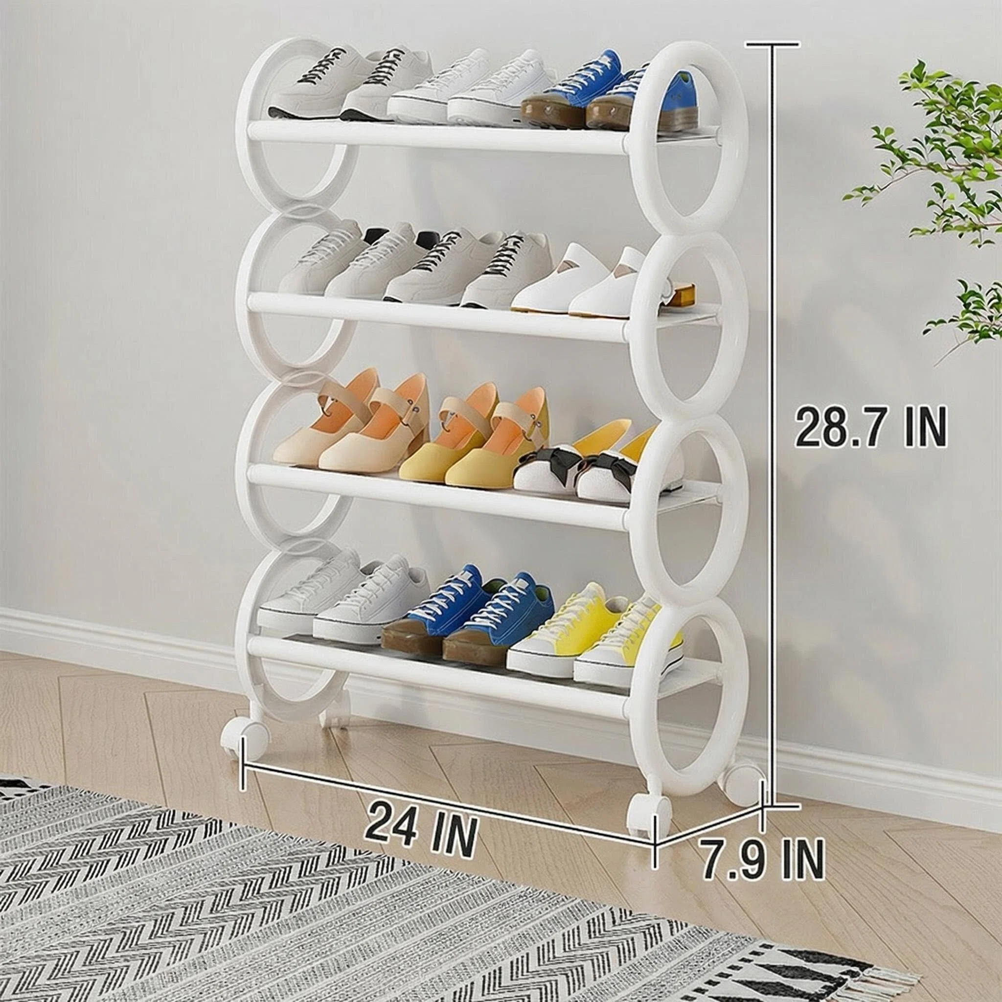 Round Multi-Layer Narrow Dustproof Shoe Rack