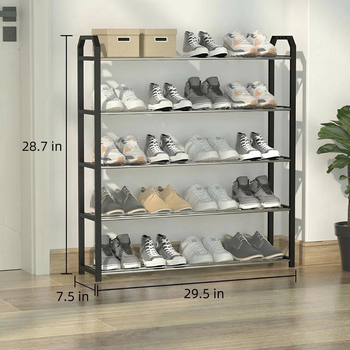 Angled Multi-Layer Dustproof Shoe Rack