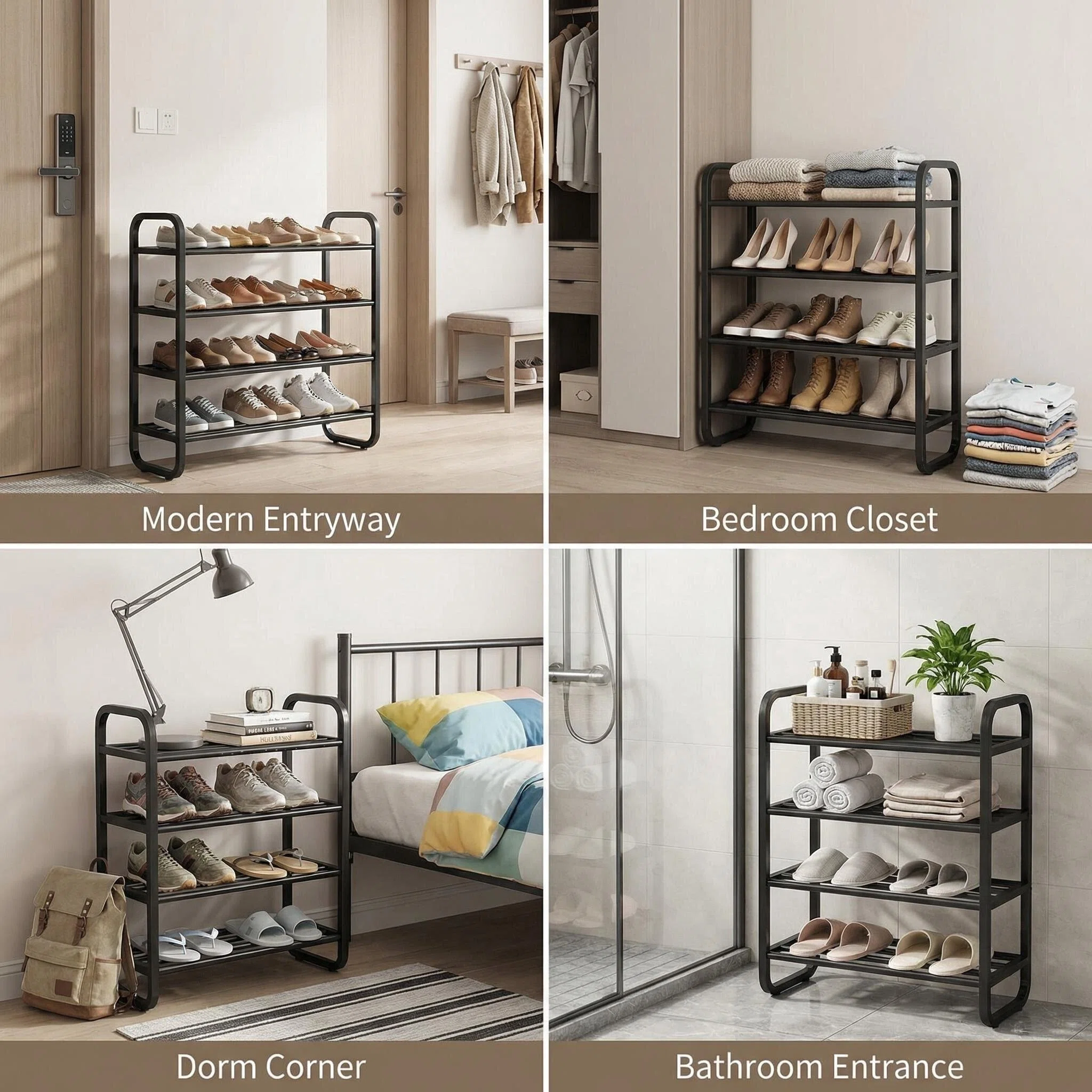 Curved Multi-Layer Quick Assembly Shoe Rack