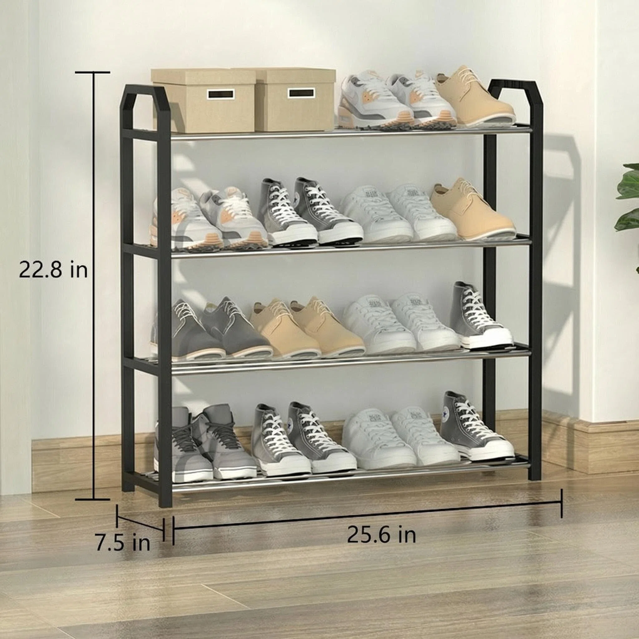 Angled Multi-Layer Dustproof Shoe Rack