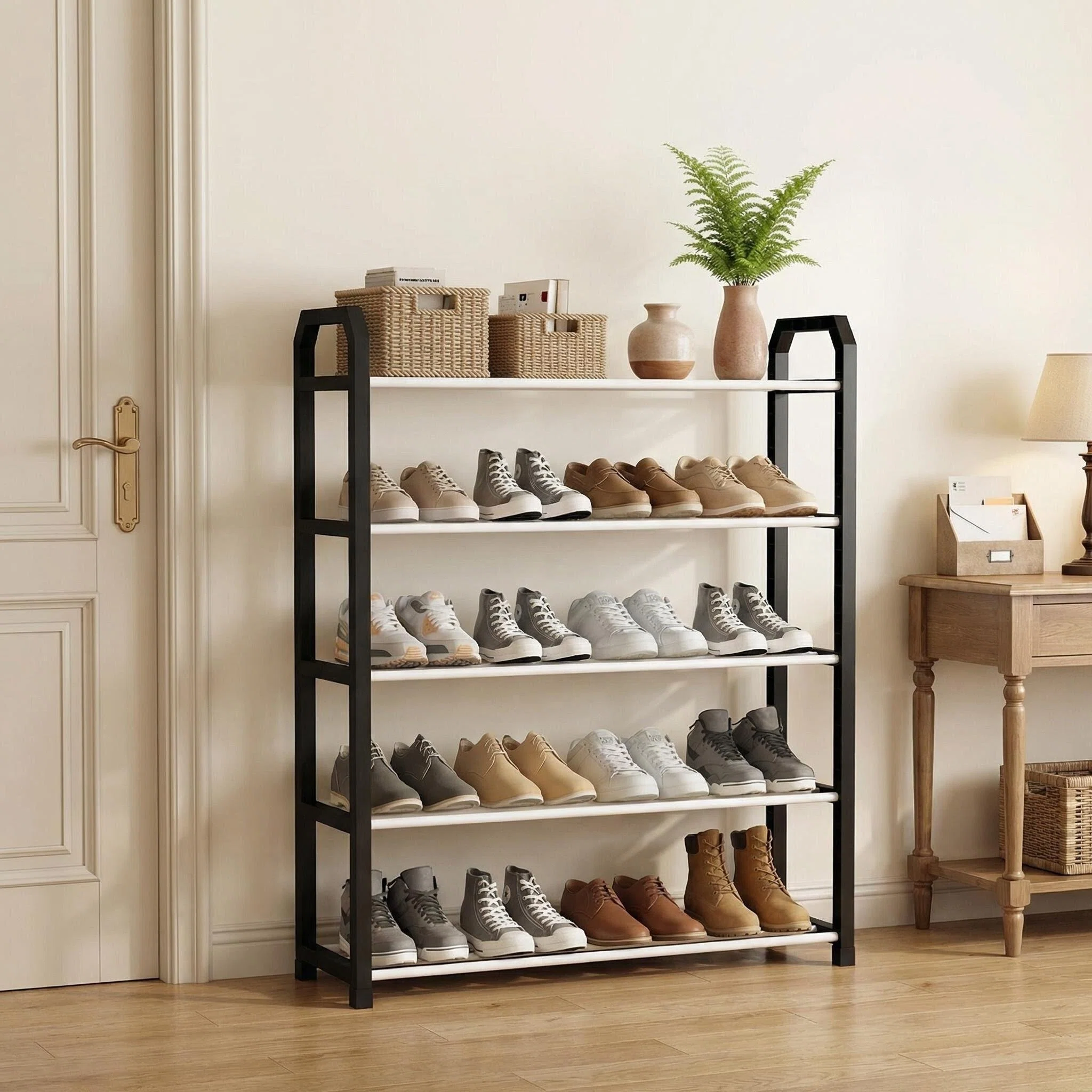 Angled Multi-Layer Dustproof Shoe Rack