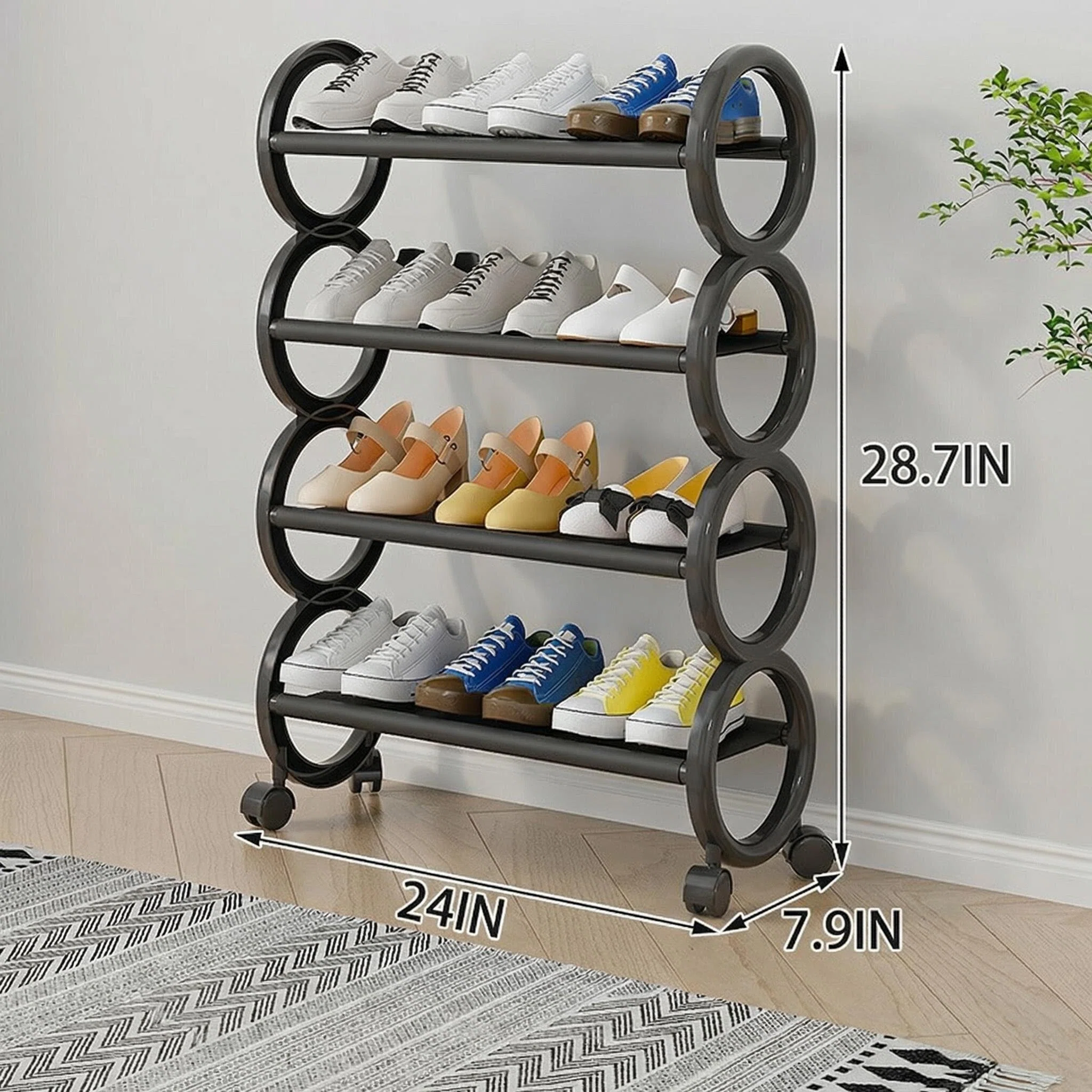 Round Multi-Layer Narrow Dustproof Shoe Rack